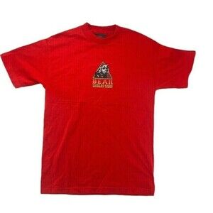 Bear Surfboards Logo Shirt Men Medium Vintage 1990's Surf Wave Graphic Red